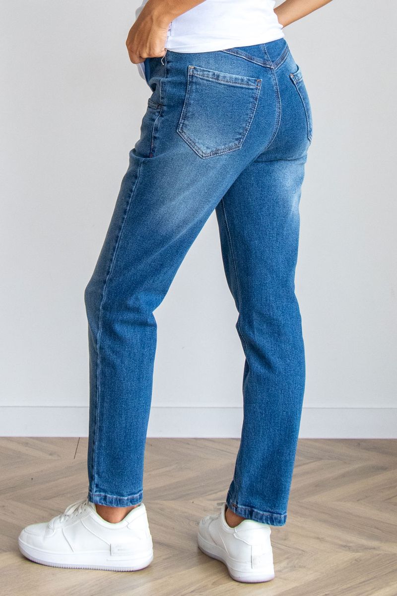 Сині джинси для вагітних Mom's Jeans зі щільної стрейчової джинсової тканини з високою талією