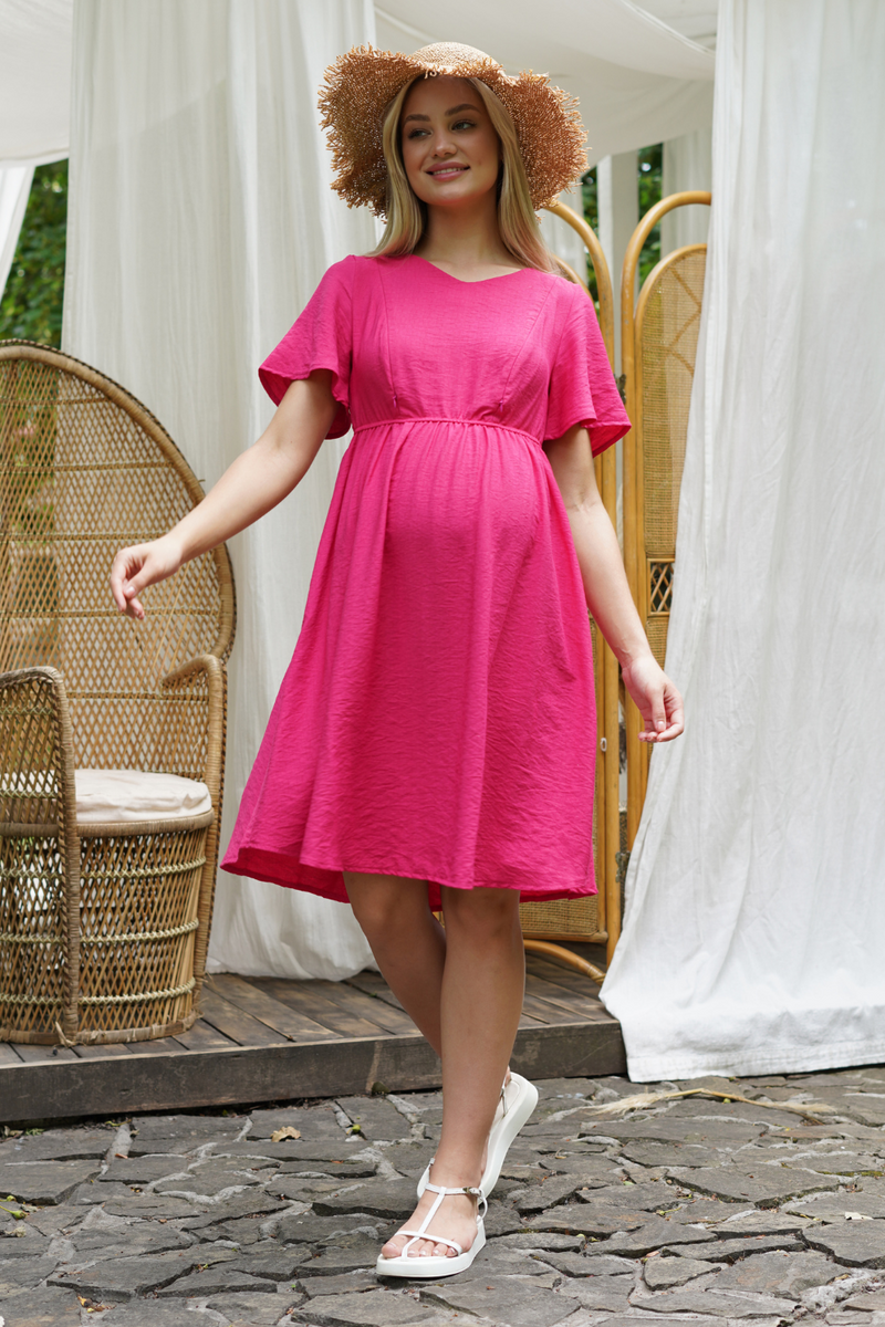 Малиновое платье для беременных и кормящих мам с секретом для кормления с гипоаллергенной ткани