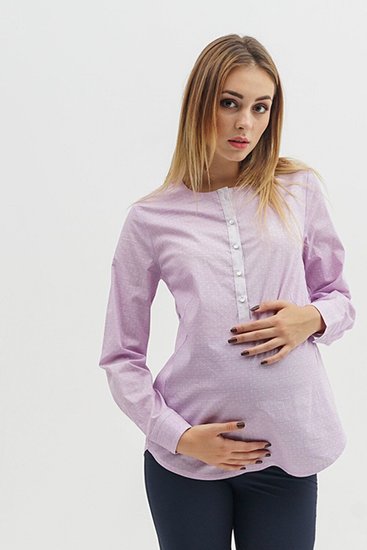 Сиреневая блуза для беременных и кормящих мам с длинными рукавами