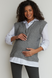 Теплый вязаный джемпер рубашка для беременных и кормящих хлопковый серый