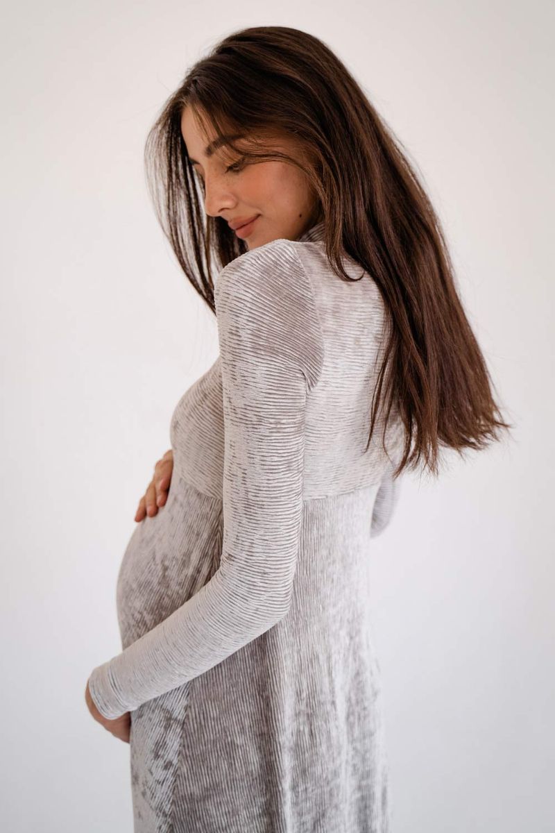 Сукня для вагітних вільного крою з приємного до тіла матеріалу колір сірий