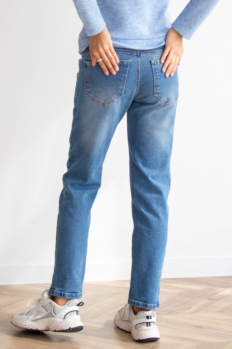 Синие джинсы для беременных Mom's с двойной поддержкой животика - бандажная резинка и трикотажный пояс