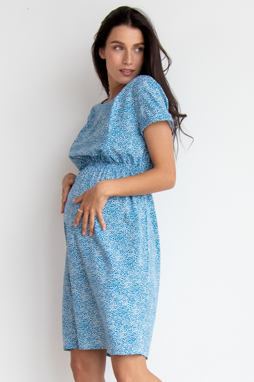 Голубое воздушное платье для беременных и кормящих с приятной ткани с секретом для кормления