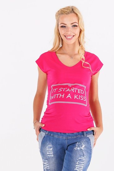 Малиновая футболка для беременных, будущих мам свободного силуэта