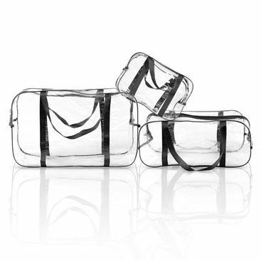 Прочные и вместительные сумки в роддом прозрачные набор из трех размеров черные, 001Ч