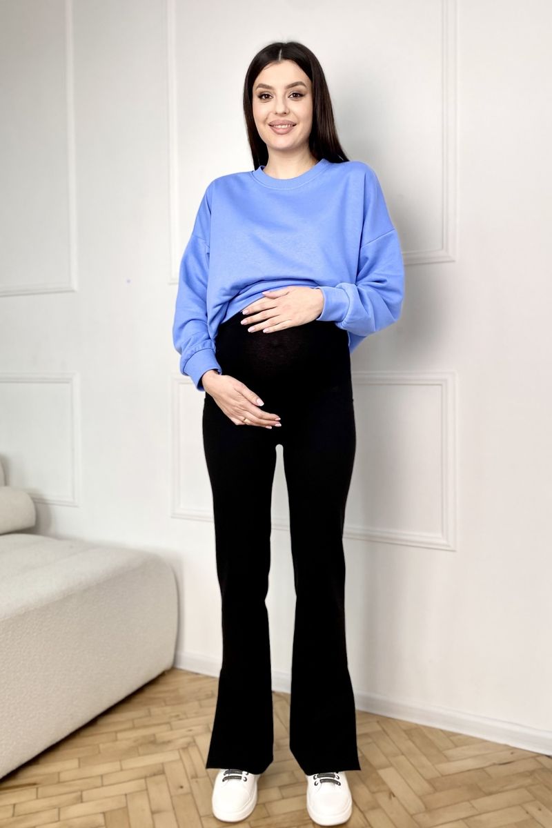 Елегантні штани для вагітних чорні з розрізами внизу
