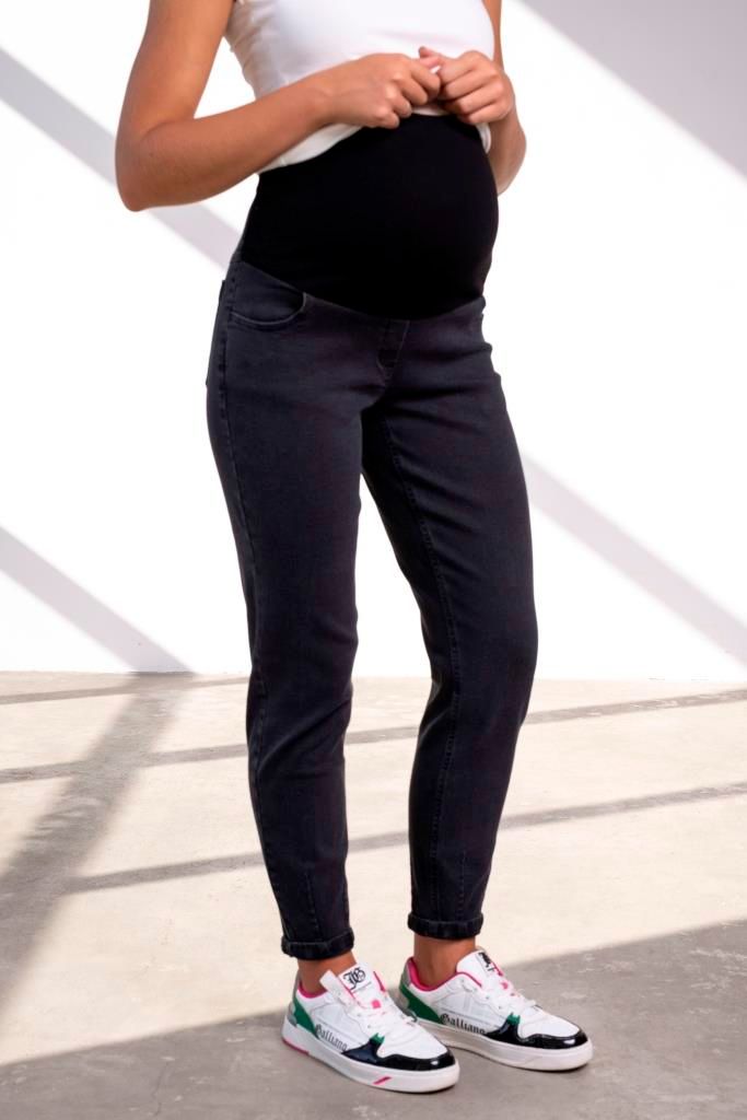 Комфортні джинси для вагітних Mom Jeans чорно-сірі із високою спинкою