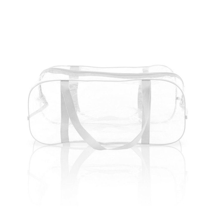 Средняя прозрачная сумка в роддом размер 50х23х32 прочная и вместительная белая, 003Б