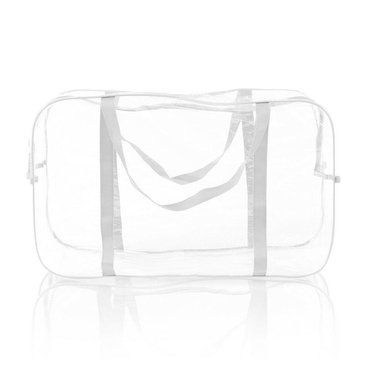 Большая прозрачная сумка в роддом размер 55х34х18 прочная и вместительная белая, 004Б