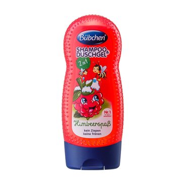 Дитячий гель шампунь для душу 2в1 для волосся і тіла з ароматом малини Bubchen, 230 мл.