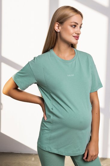 Стильна футболка для вагітних та годуючих з секретом годування трикотажна