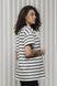 Молочная футболка для беременных и кормящих в черную полоску
