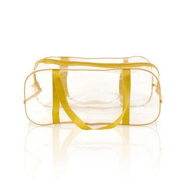 Прозрачная средняя сумка в роддом желтая размер 50х23х32 прочная и вместительная, 003Ж