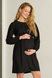 Платье для беременных и кормящих мам с секретом для кормления черное хлопковое