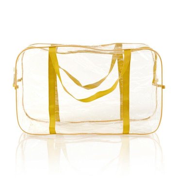 Прозрачная большая сумка в роддом желтая размер 55х34х18 прочная и вместительная, 004Ж