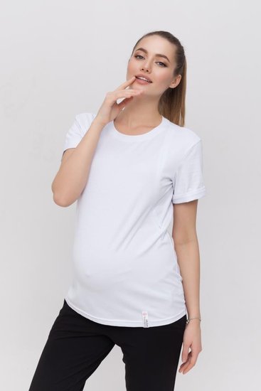 Біла базова футболка для вагітних та годуючих мам