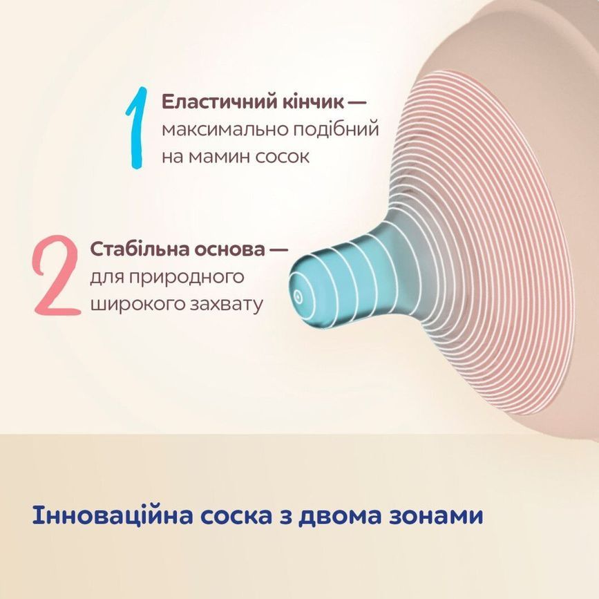 Антиколиковая бутылка для младенцев с соской Dual-zone бежевая 150 мл.