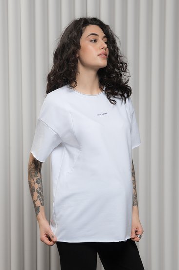 Біла бавовняна футболка для вагітних та годуючих із щільного трикотажу двонитка