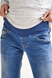 Стильные джинсы Boyfriend для беременных и кормящих синего цвета