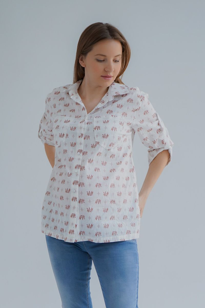 Легкая и свободная рубашка (блуза) для беременных и кормящих мам