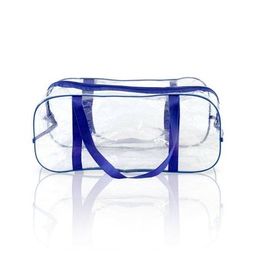 Синяя сумка в роддом средняя прозрачная размер 50х23х32 прочная и вместительная, 003С