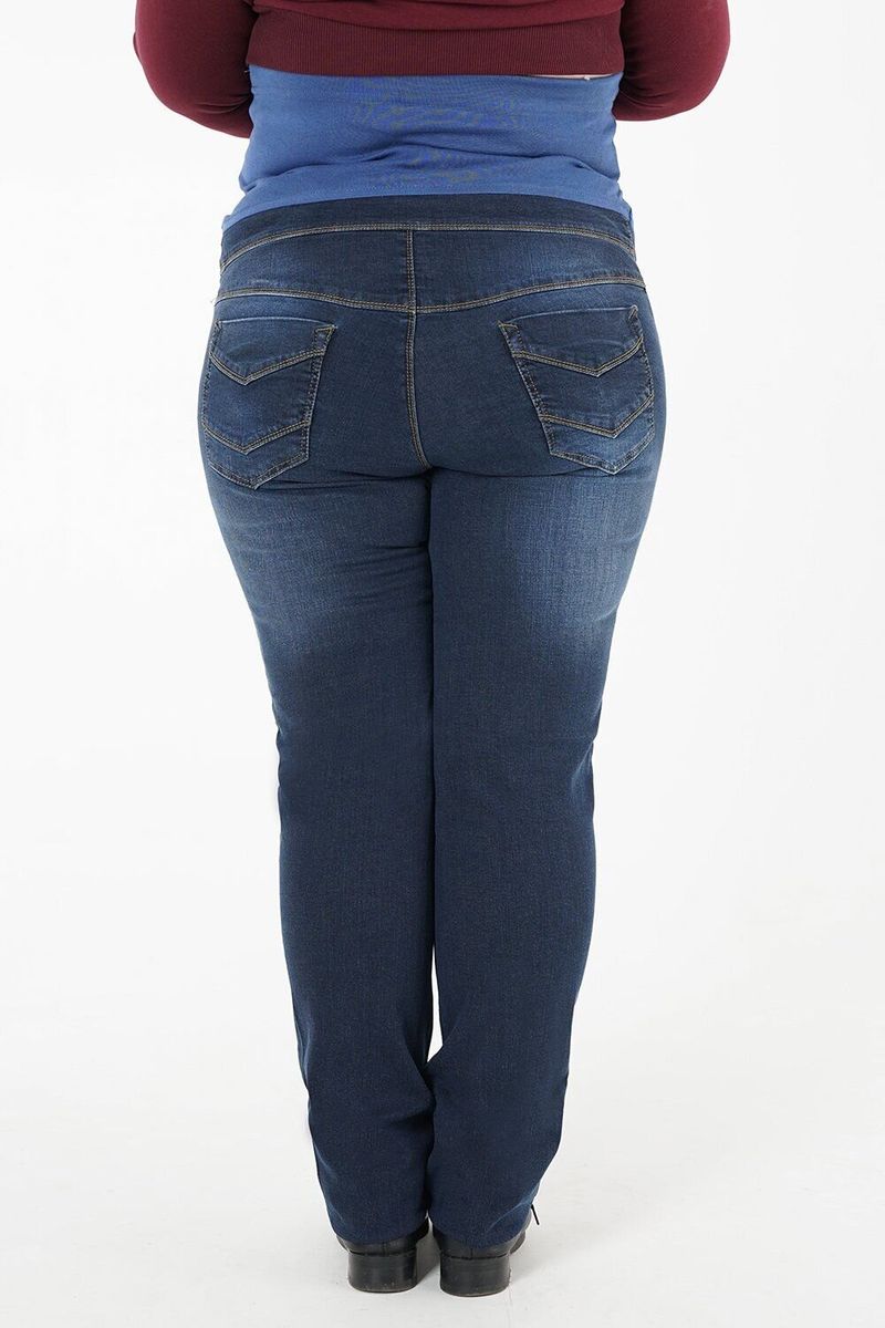 Джинсы для беременных синие из плотной джинсовой ткани