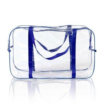 Синяя сумка в роддом большая прозрачная размер 55х34х18 прочная и вместительная, 004С