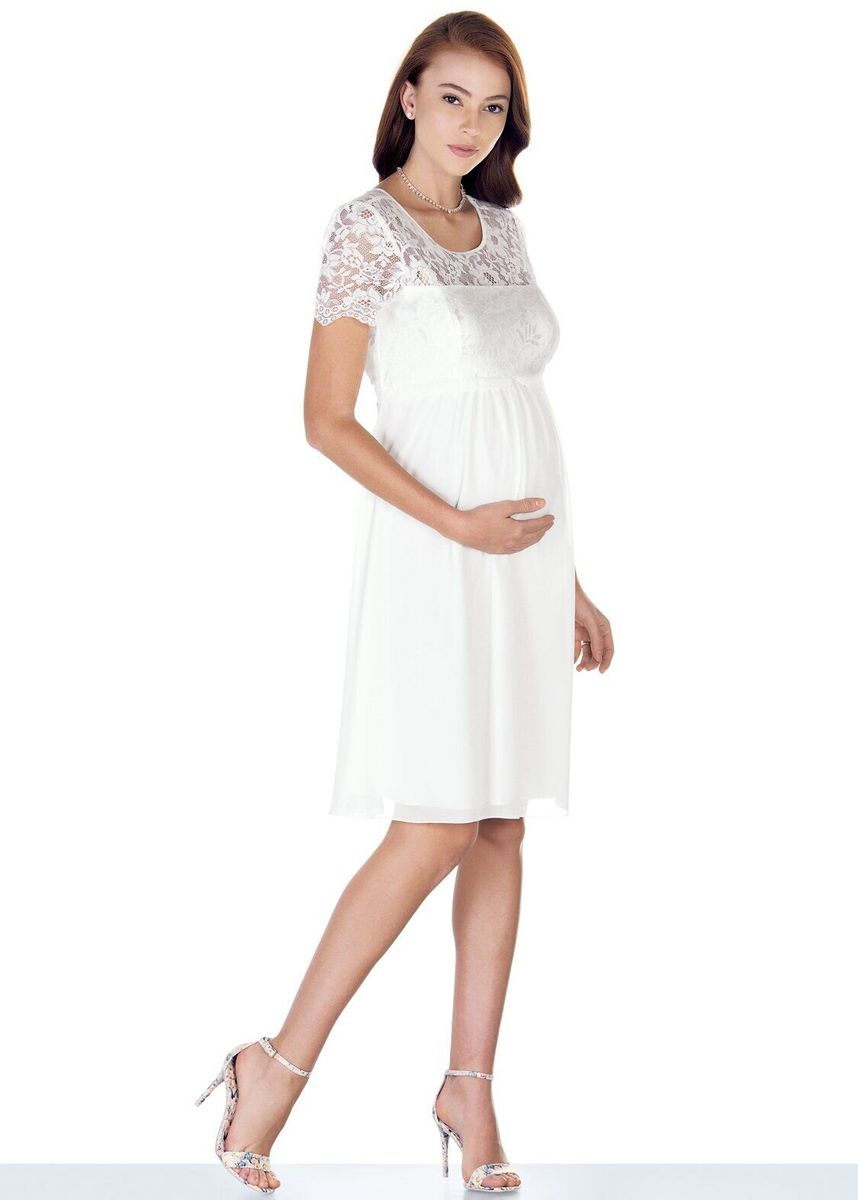 Сукня для вагітних, майбутніх мам кремова з мереживом