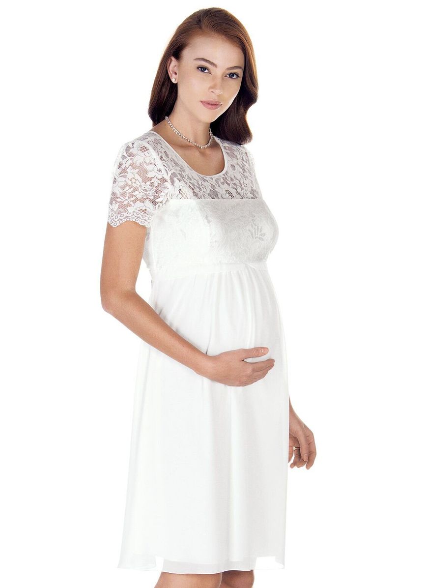 Сукня для вагітних, майбутніх мам кремова з мереживом