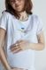 Біла футболка для вагітних і годуючих мам зі шрифтовим принтом із секретом для годування