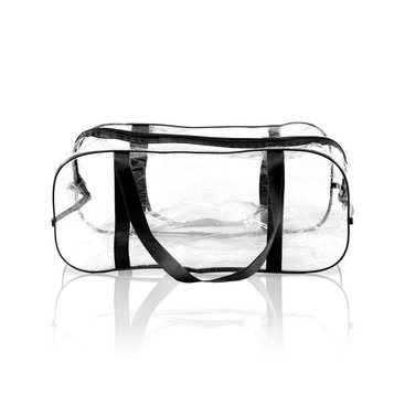 Черная прозрачная сумка в роддом средняя размер 50х23х32 прочная и вместительная, 003Ч