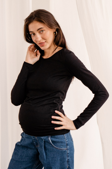 М'який джемпер для вагітних, майбутніх мам чорного кольору