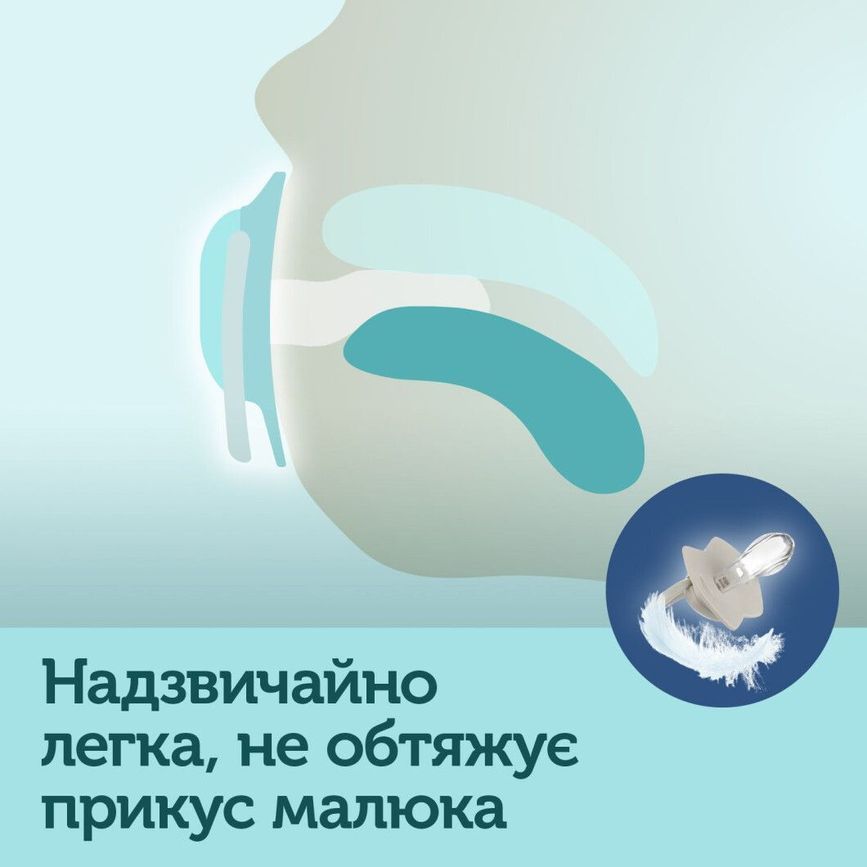 Пустушка симетрична з ультрам'якою силіконовою соскою 0-6 міс 2 шт. - блакитна