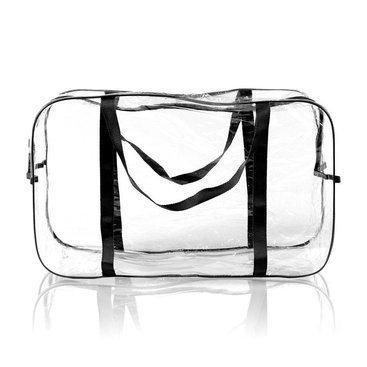 Черная прозрачная сумка в роддом большая размер 55х34х18 прочная и вместительная, 004Ч