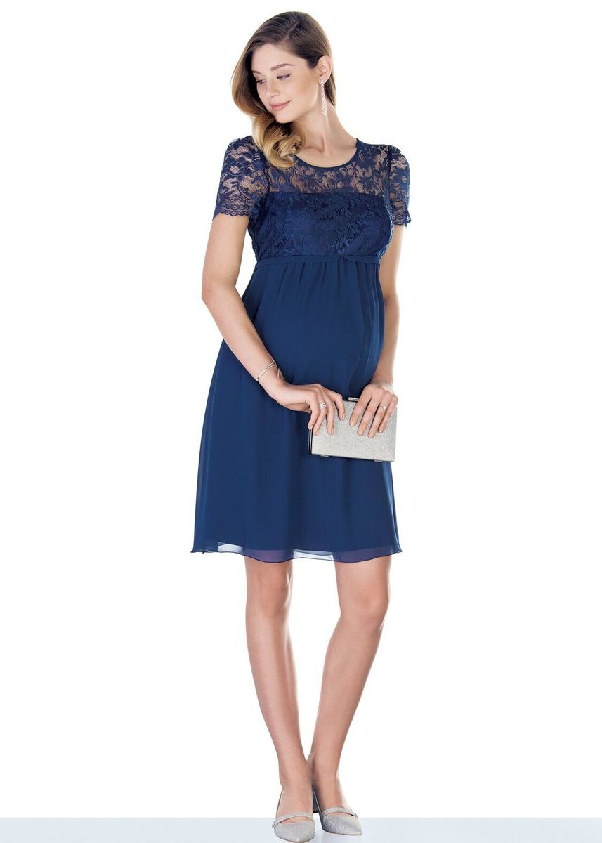Синя сукня для вагітних, майбутніх мам з мереживом