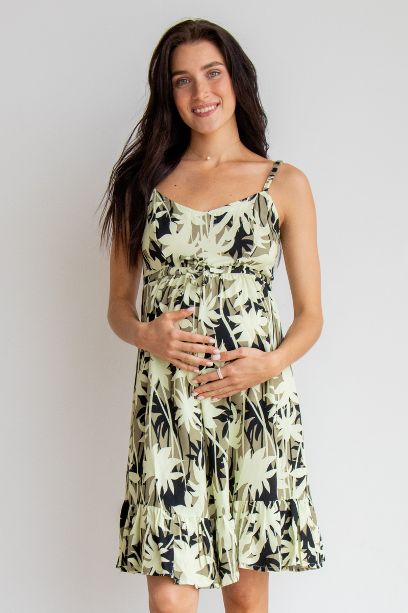 Бавовняний літній ніжний сарафан для вагітних, майбутніх мам колір хакі