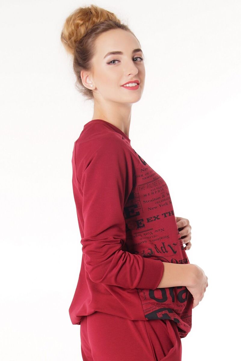 Бордовий джемпер для вагітних, майбутніх мам з бавовняної тканини