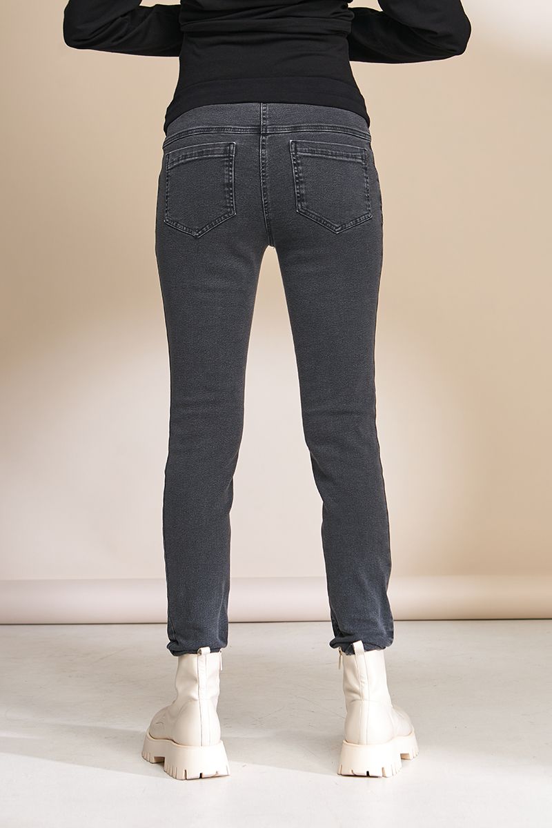 Облягаючі зручні джинси для вагітних чорно-сірі Skinny fit