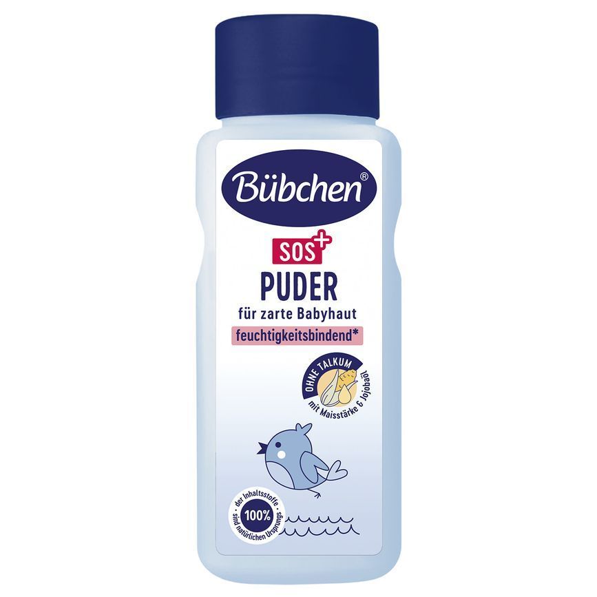 Детская присыпка Bubchen с рождения с кукурузным крахмалом и маслом жожоба без талька, 80 г.