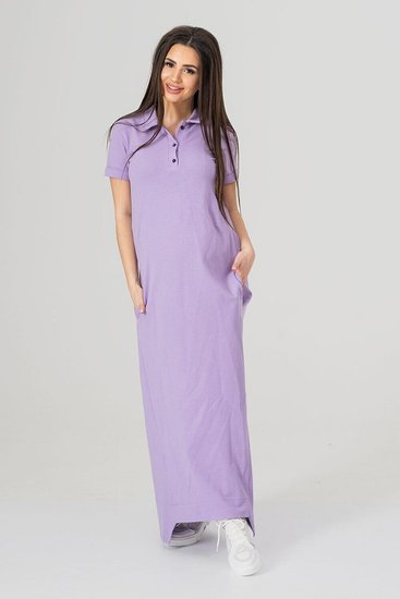 Длинное платье для беременных из хлопкового трикотажа фиолетовое