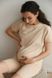 Бежевая футболка для беременных и кормящих с секретом кормления малыша