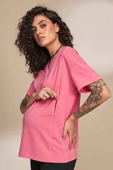 Малиновая футболка для беременных и кормящих трикотажная