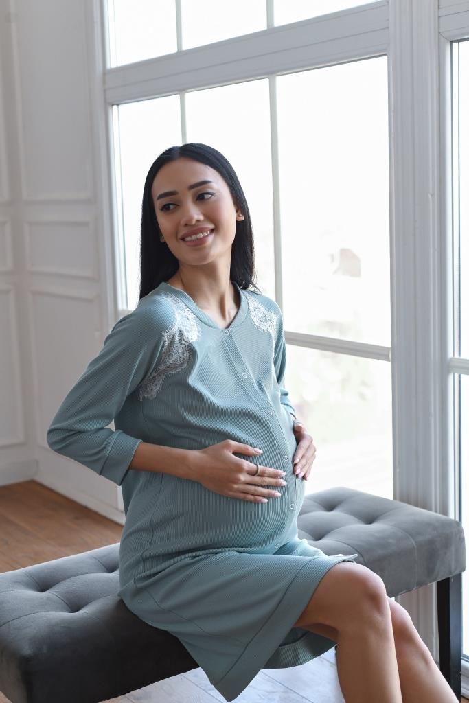 Ночная рубашка для беременных и кормящих маммятная