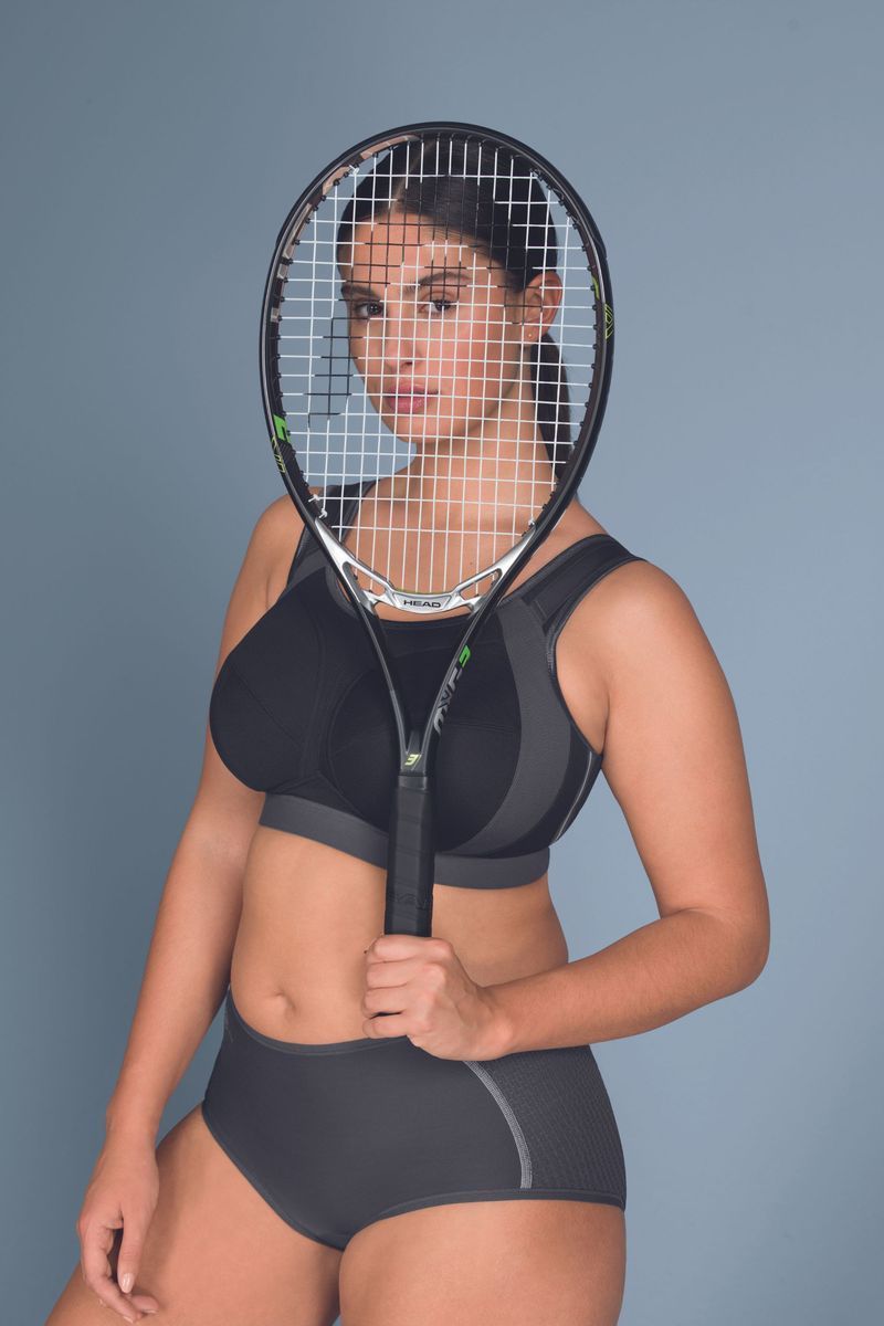 Спортивный бюстгальтер с мягкими чашками без косточек Anita "Extreme control Plus" 75K Черный\Антрацит (445 5567)