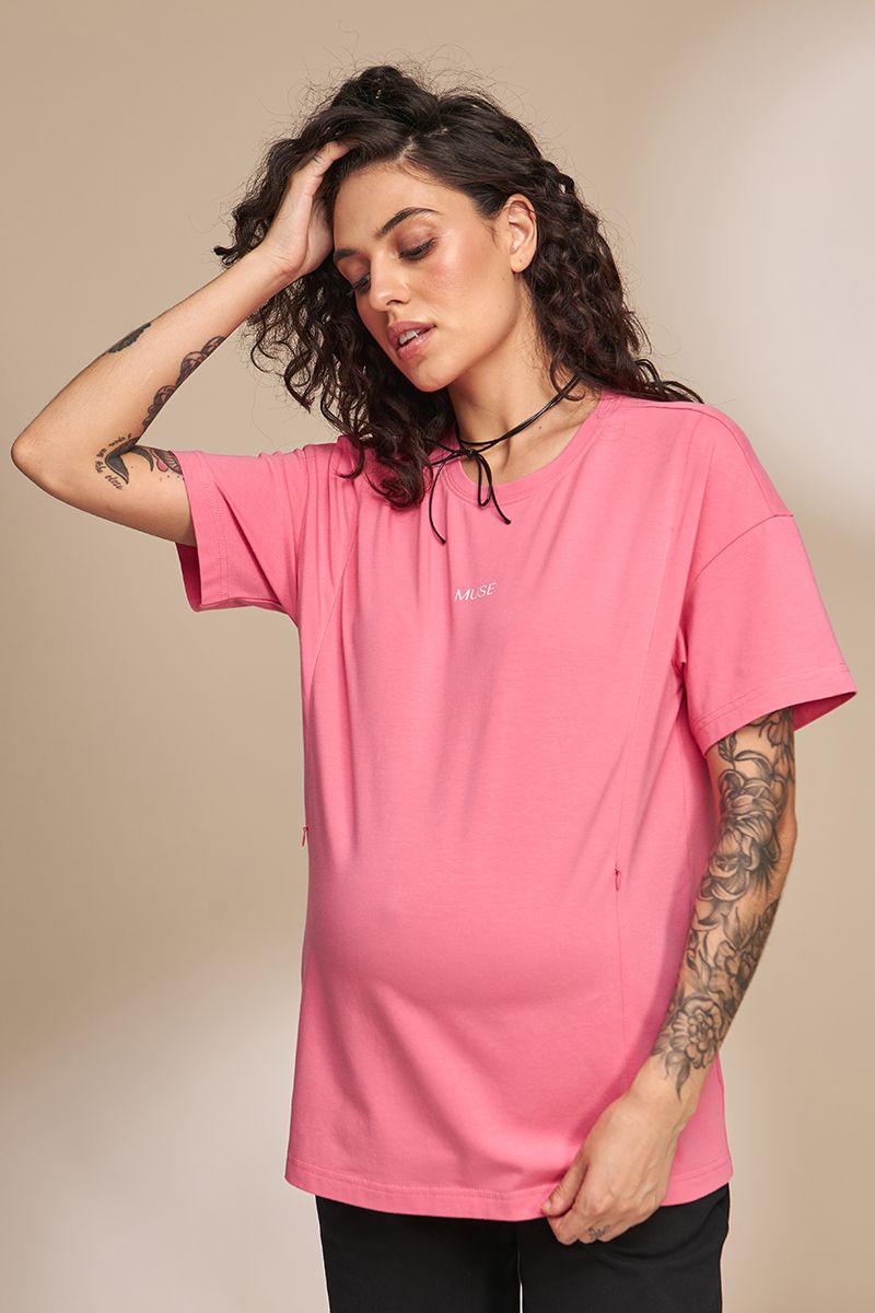 Малинова футболка для вагітних та годуючих трикотажна