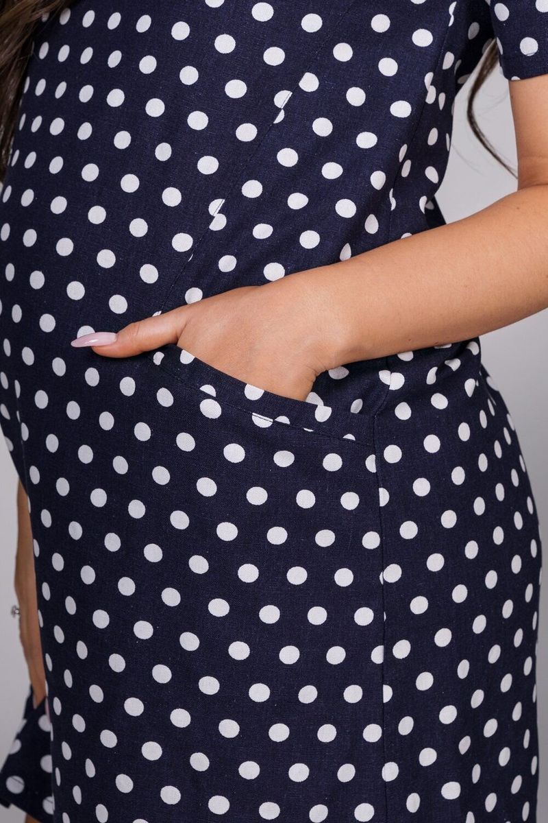 Синя сукня для вагітних, майбутніх мам у горошок