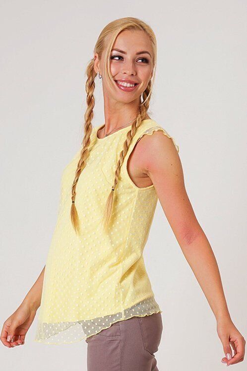 Блуза для вагітних, майбутніх мам з легкою сіточкою жовта