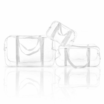 Набор из трех прозрачных сумок в роддом разных размеров прочные вместительные белые, 001Б