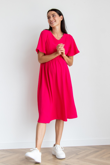 Малинова легка сукня для вагітних і годуючих з секретом годування вільної посадки