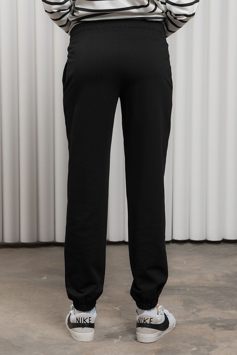 Хлопковые спортивные брюки - джогеры для беременных с бандажным животиком черные